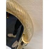 Monumental Italian Venetian "Torciglione" Tea Towel Murano Glass Wall Mirror