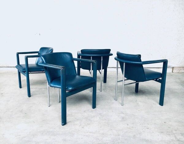 Leather Cachucha Dining Chairs by Hugo De Ruiter for Leolux, 1990s, Set of 4