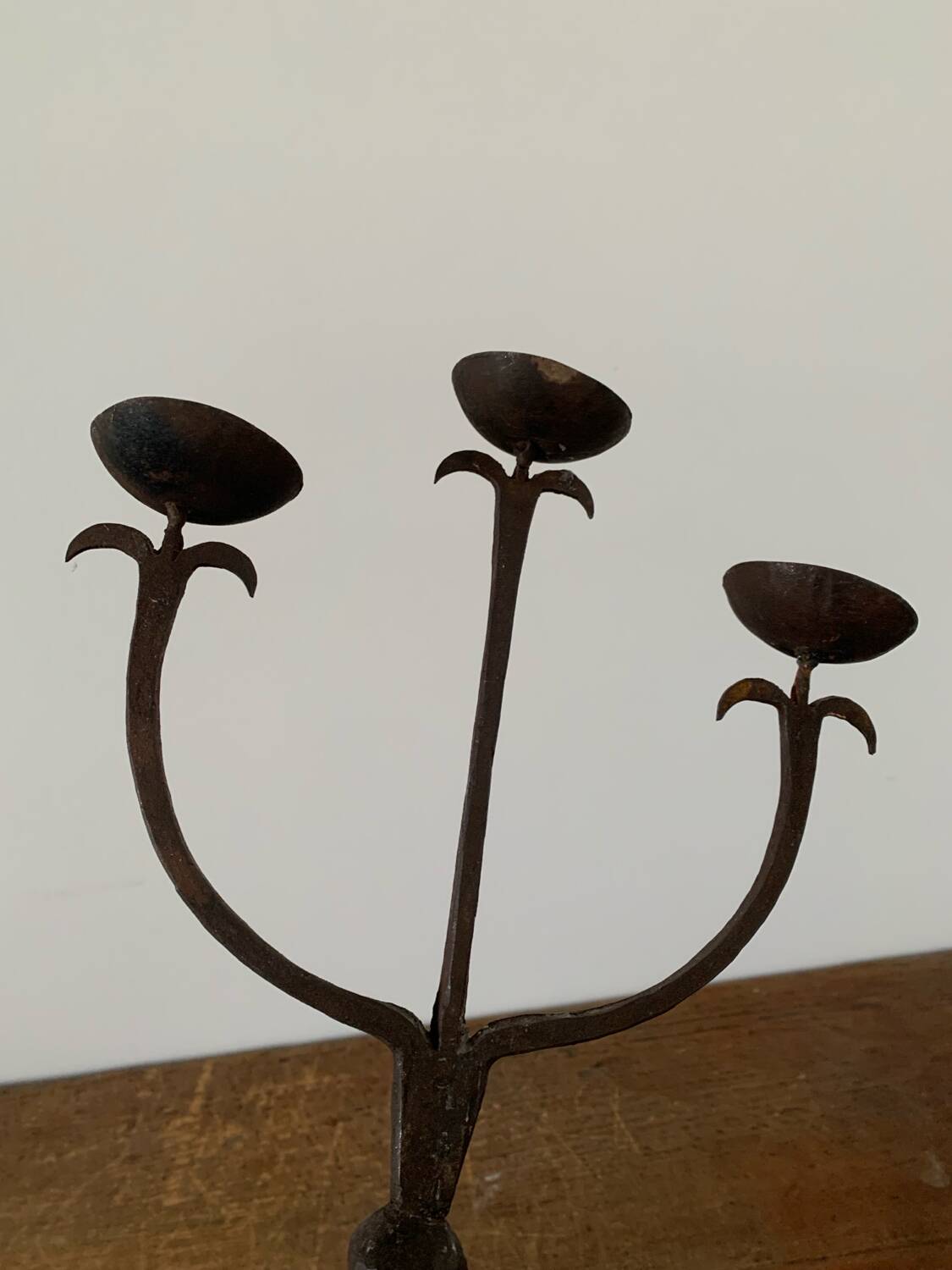 Brutalist Iron Candle Holder Circa 1970 Vintage