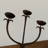 Brutalist Iron Candle Holder Circa 1970 Vintage