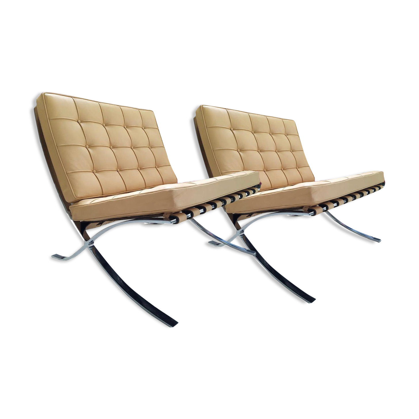 Knoll, pair of Barcelona easy chairs
