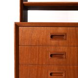 Vintage Scandinavian teak bookcase with drawers