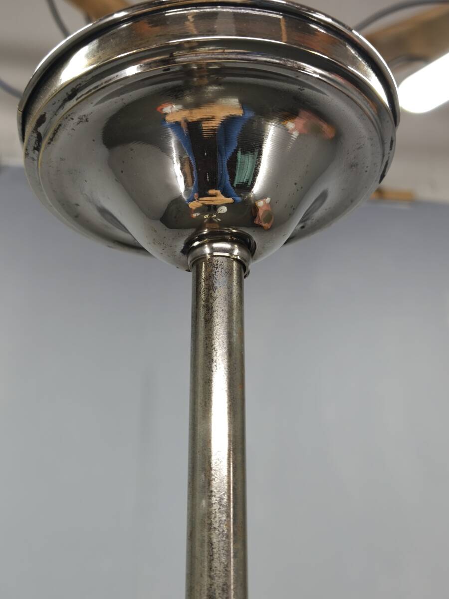 Art Deco Nickel and Glass Chandelier, 1930s
