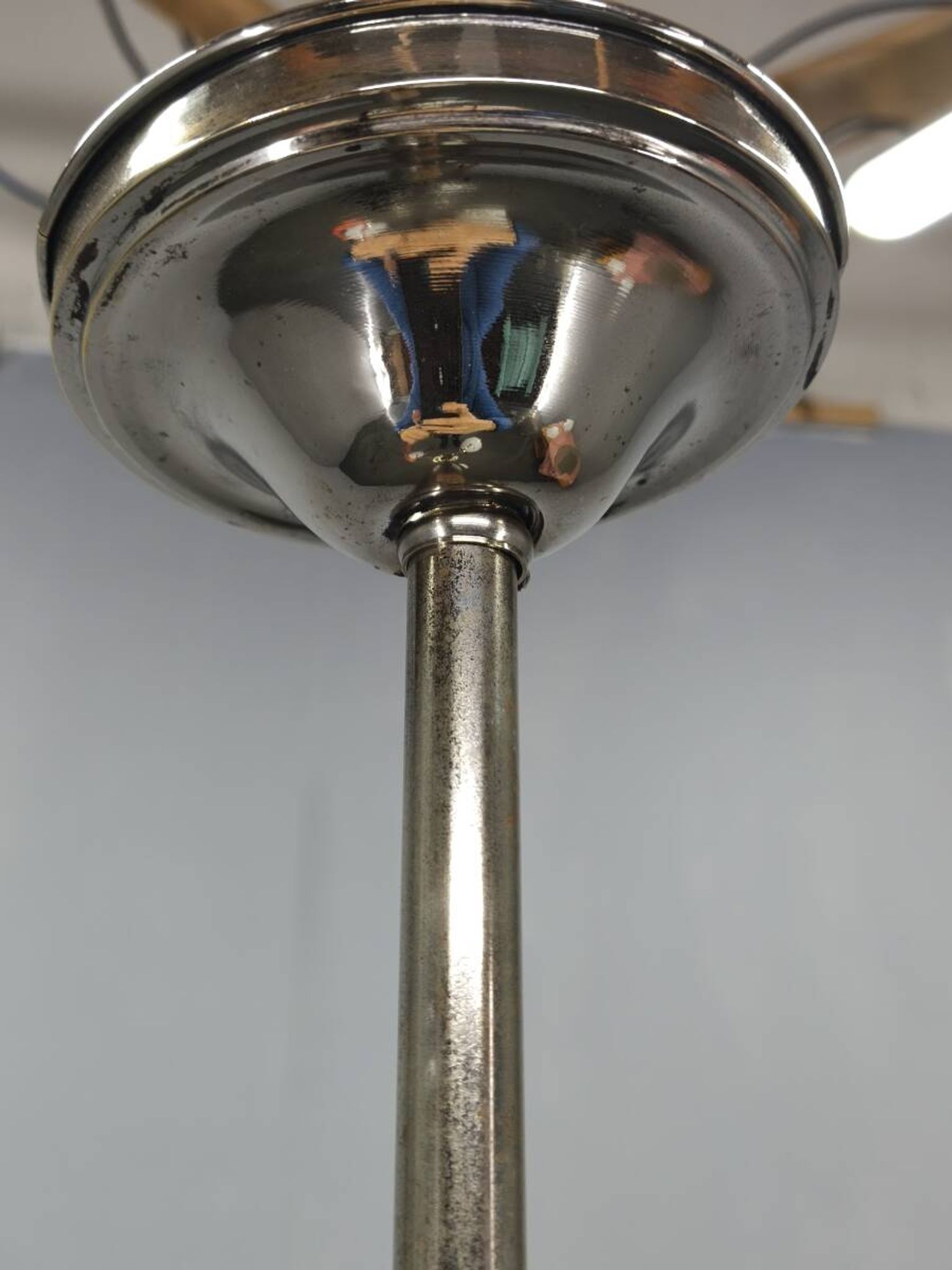Art Deco Nickel and Glass Chandelier, 1930s