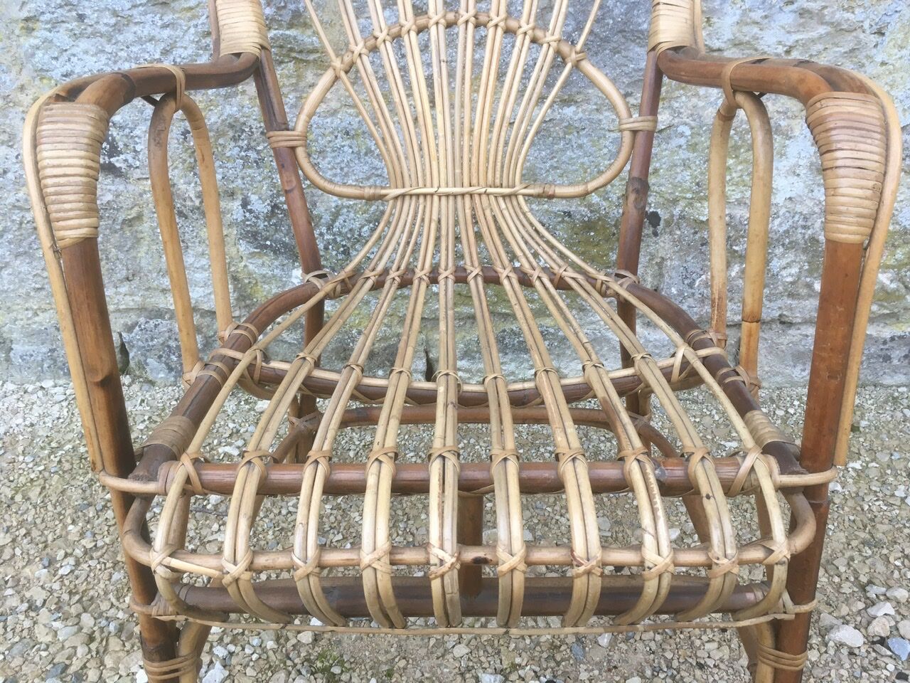 2 armchairs in old rattan