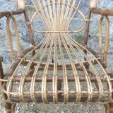 2 armchairs in old rattan