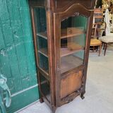 Showcase 1 door with 3 sides walnut windows louis xv style