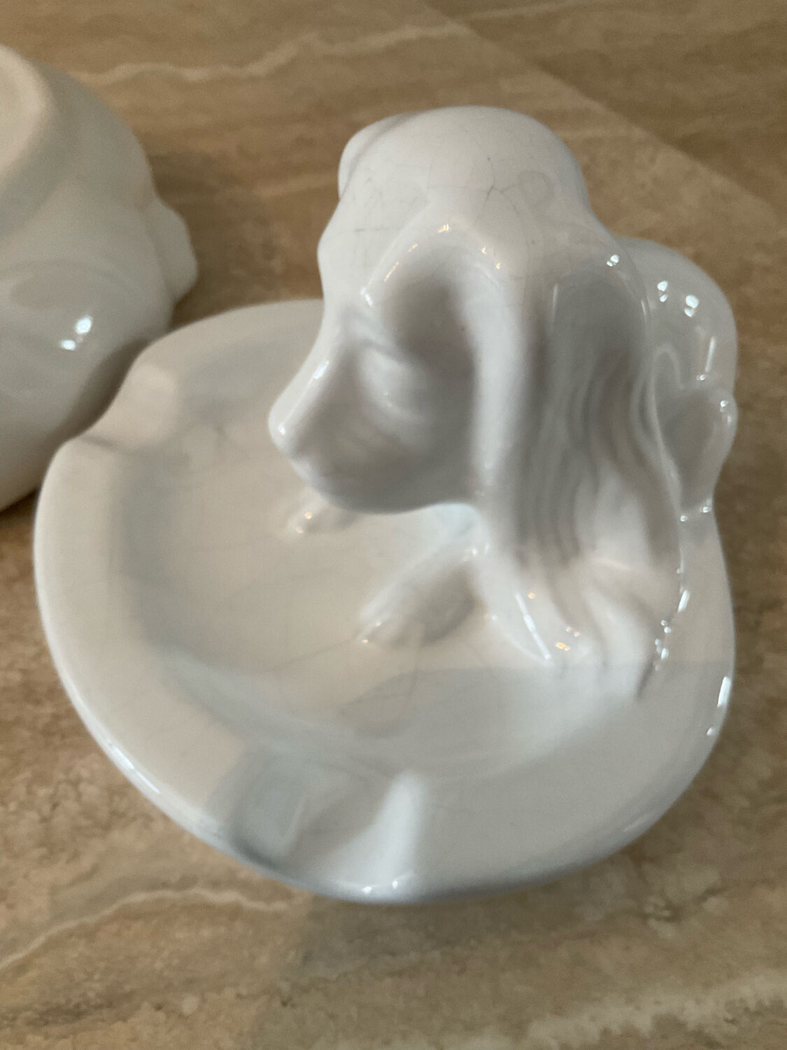 Vintage pocket vacuum duo in glazed ceramic