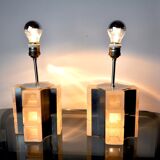 Pair of Poliarte Cubic lamps by Albano Poli, murano glass, Italy, 1960