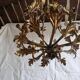 Rare suspension / antique chandelier with 5 lights - Flowers & Foliage in gilded metal