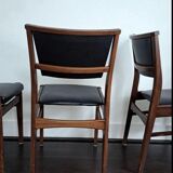 Set of 4 vintage dining chairs in Rosewood and leatherette , 1960s