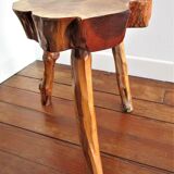 Coffee table solid wood tripod vintage folk art