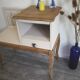 Redesigned beige and wood telephone bench