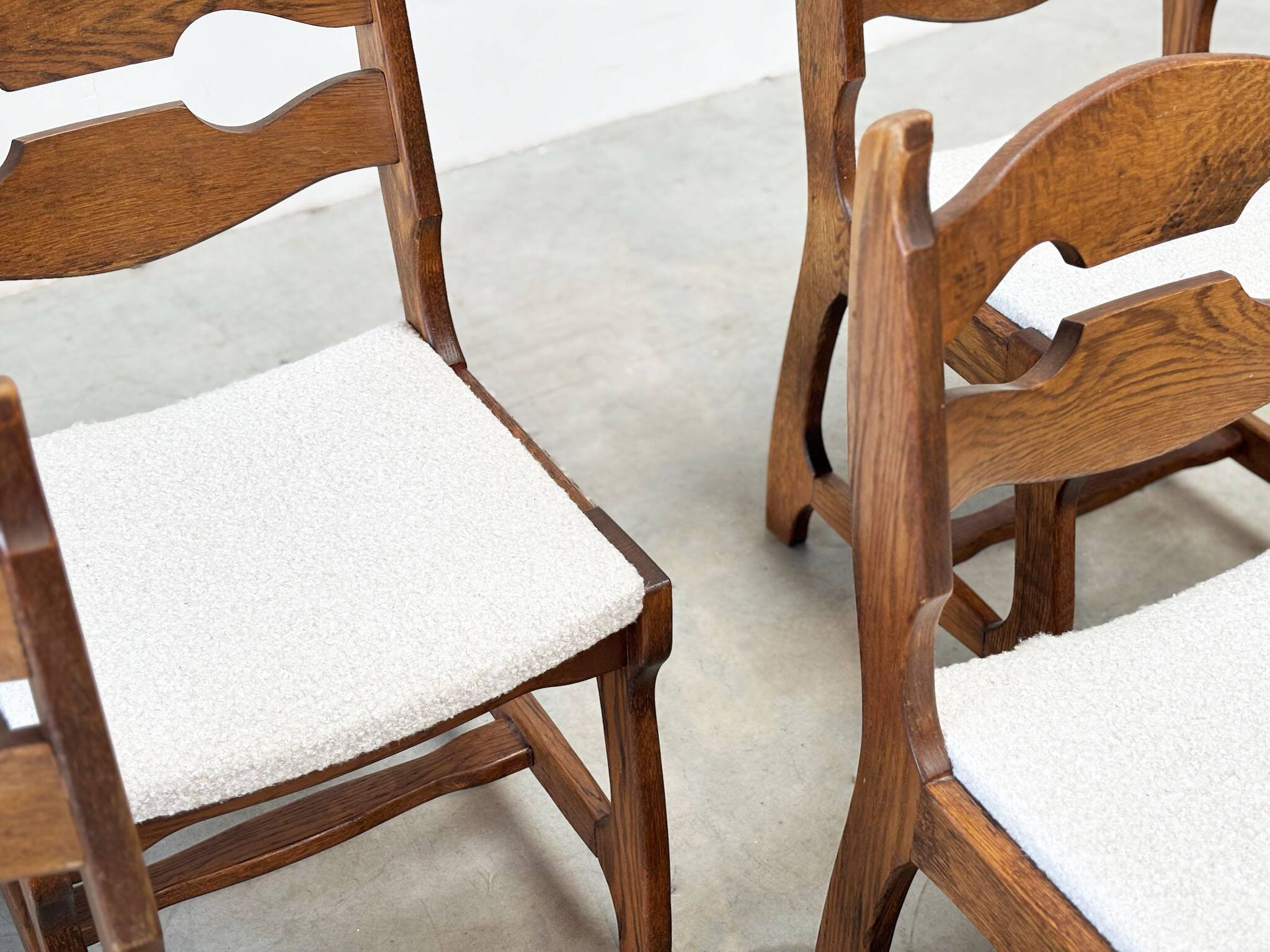 Set of six brutalist razorback dining chairs