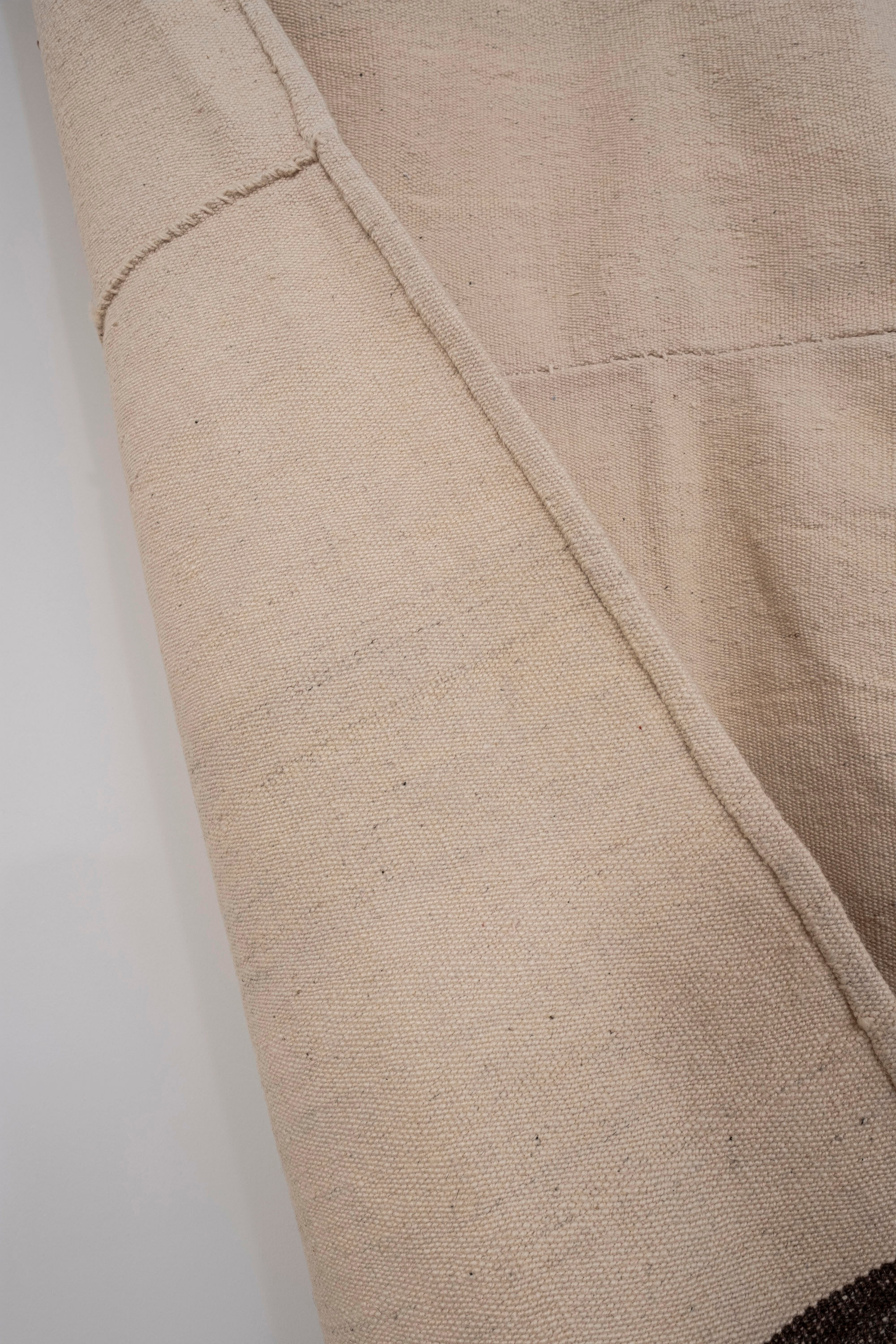 Turkish flat-weave hemp rug off-white with stripes 160 x 332 cm