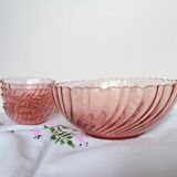 Rosaline service 5 cups and pink glass salad bowl