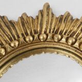 Gold Sunburst Mirror in Resin with Convex Mirror, France, 1960s
