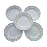 Set of 5 half-hollow plates made of Gien earthenware