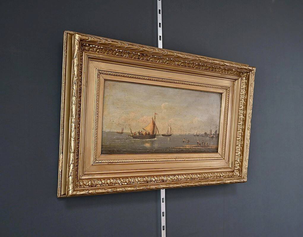 Tableau "Return to Port", oil on panel, signed Gilbert – Late 19th century