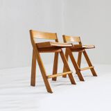 Vintage Italian wood and rope bar stools , set of 2