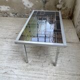 Table basse chrome et carrelage années 50