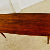 Vintage Danish mid-century teak and rattan coffee table 1960s