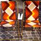 Pair of folding camping chairs, vintage seventies fabric, Lafuma