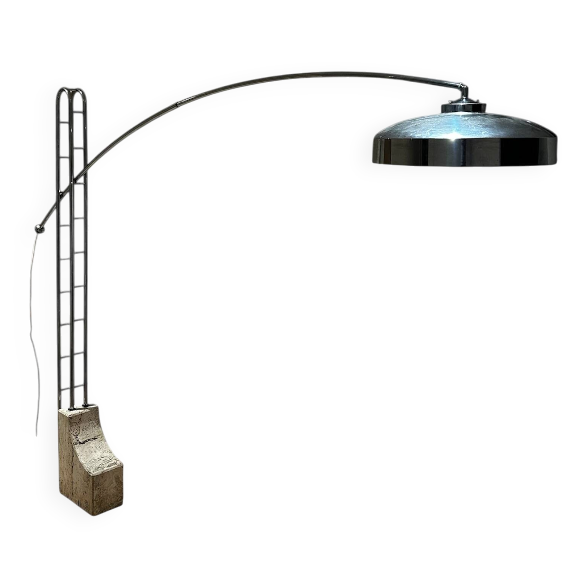 Floor lamp, vintage 1970 in travertine and chrome