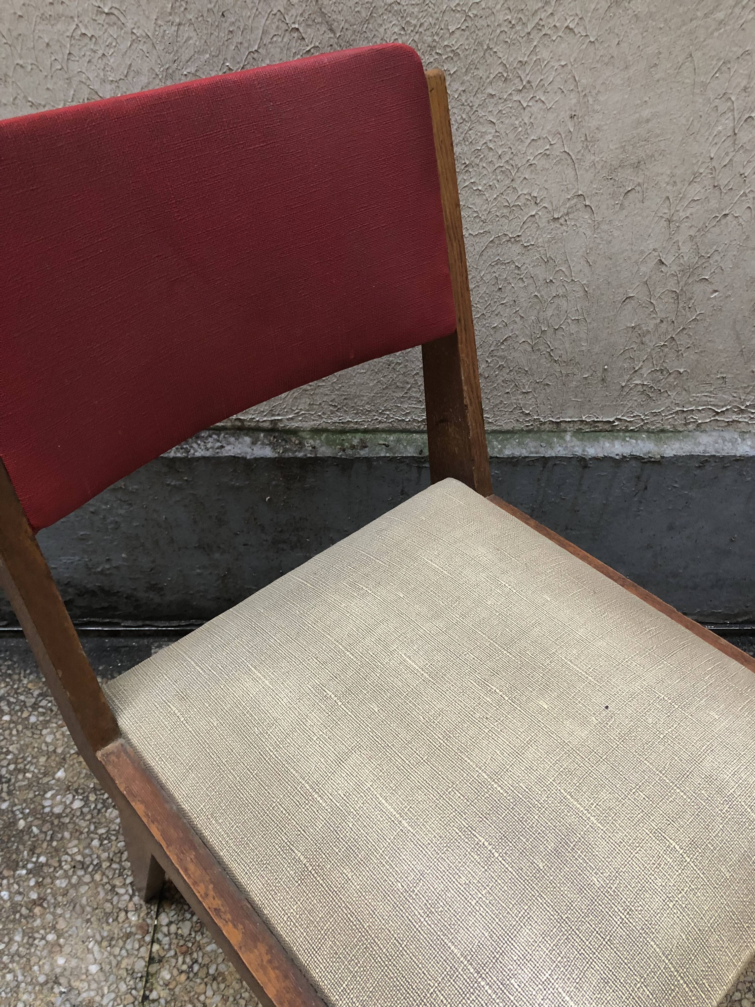 Lot de 2 chaises vintage bois et simili cuir