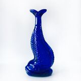 Blue glass fish vase