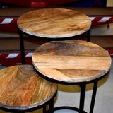 Exotic wooden bun tables (massive mango wood)