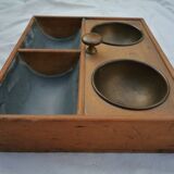 Former counter, wood and metal mint