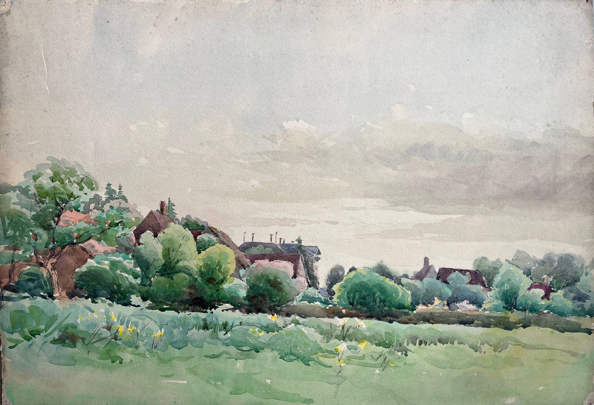 Painting Set of 3 watercolors Normandy Brittany Landscape Marine Ad. Cassagne