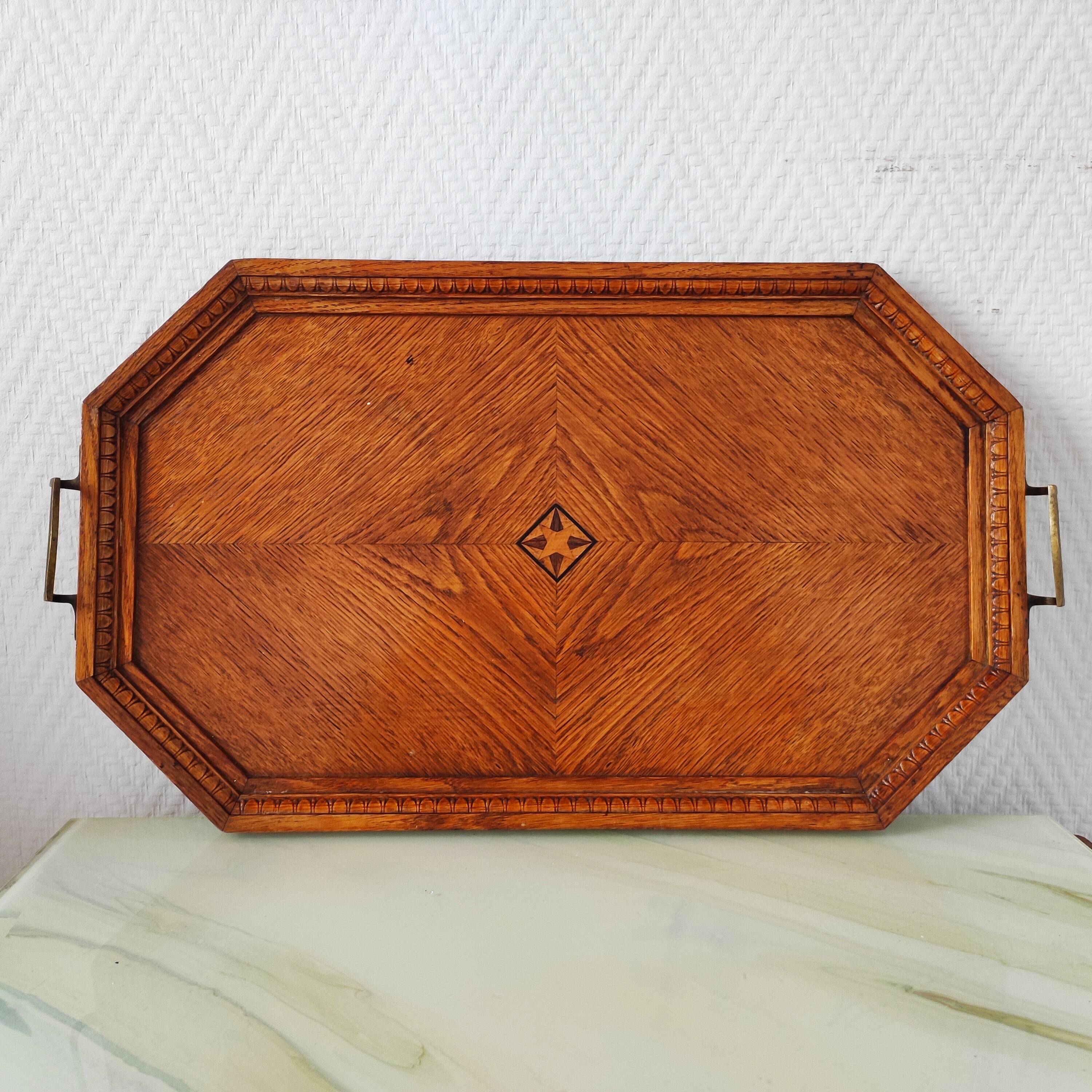 Art Deco wooden serving tray