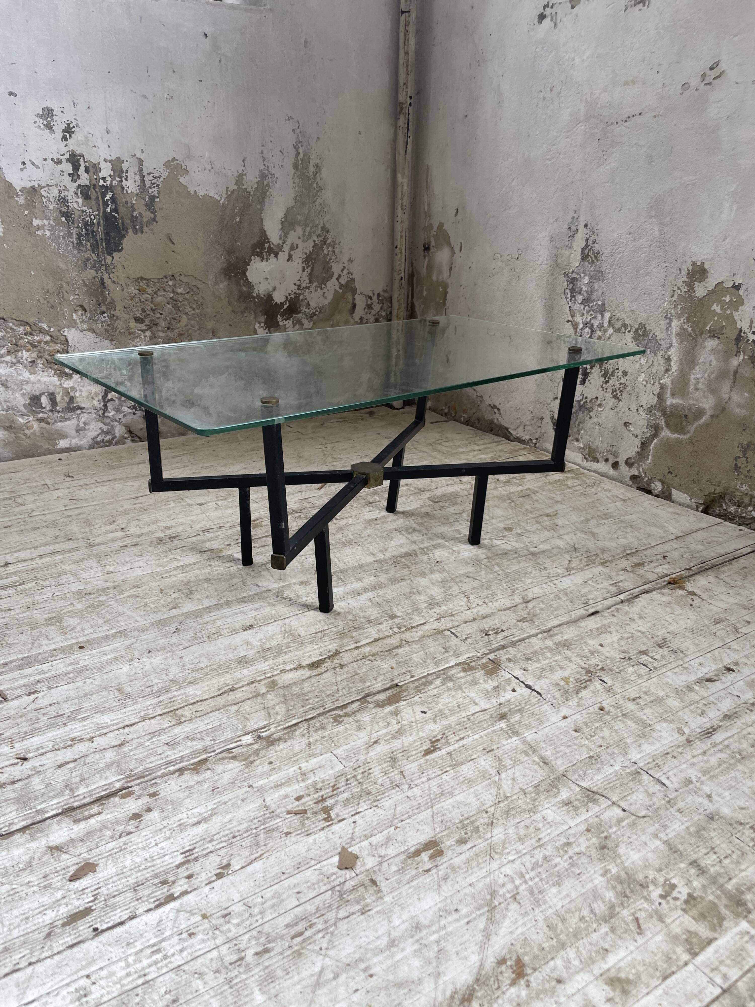60s glass coffee table