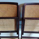 3 folding chairs with seat canning and backrest