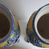 Pair of vases barbotine medallions