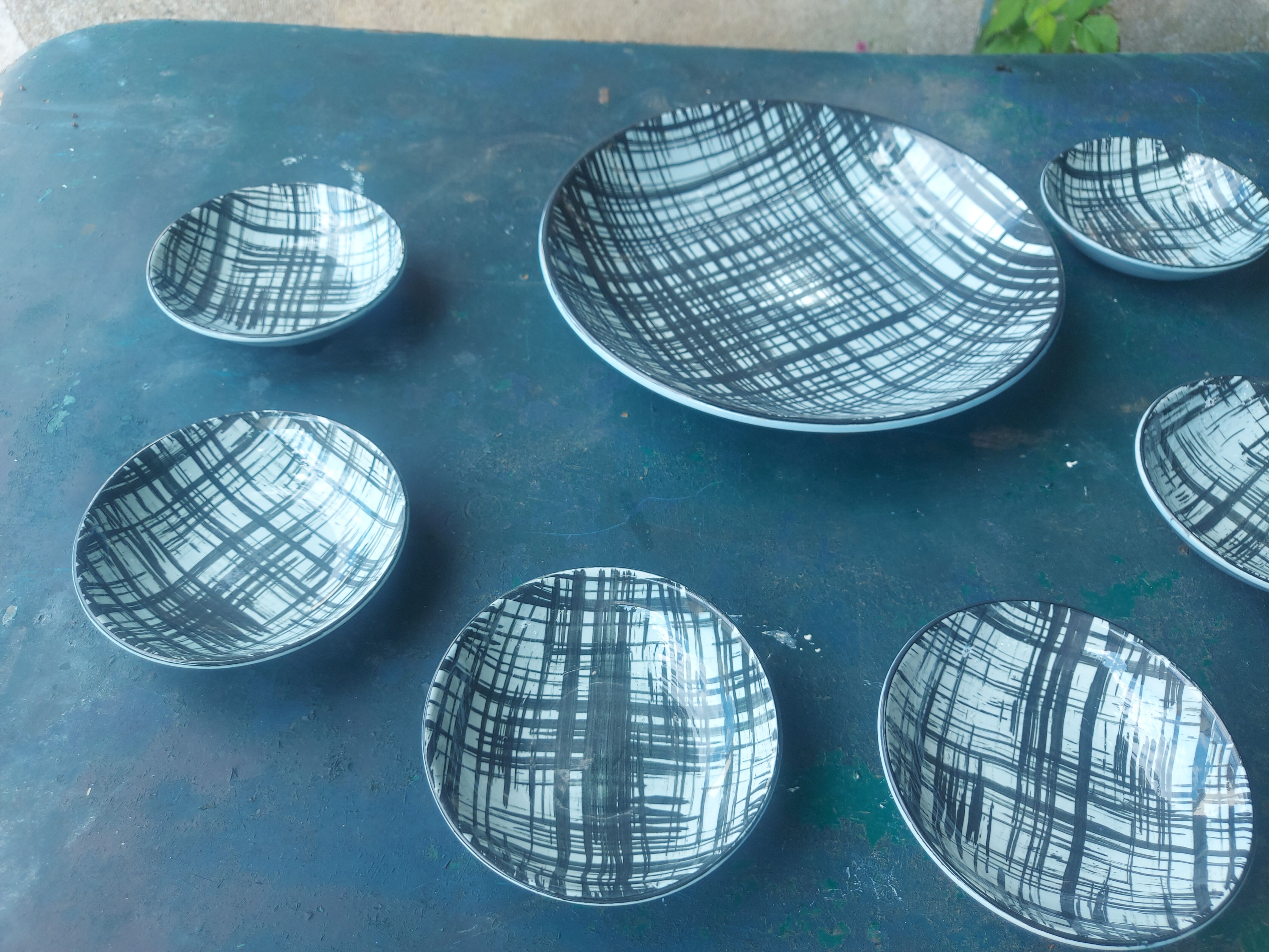 vintage ceramic couppelles and dish , Pornic