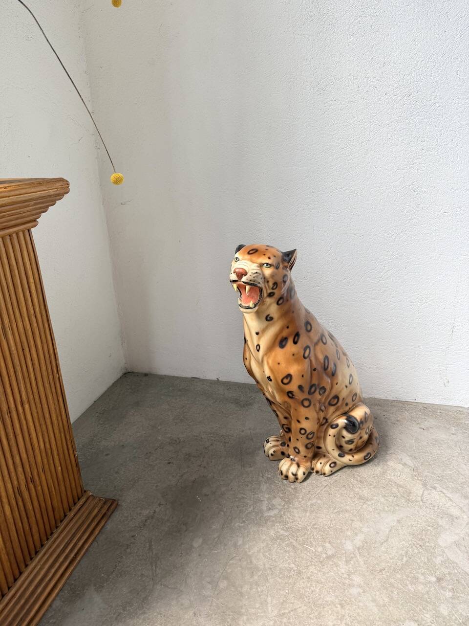 XL Italian ceramic leopard sculpture statue 1970