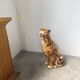 XL Italian ceramic leopard sculpture statue 1970