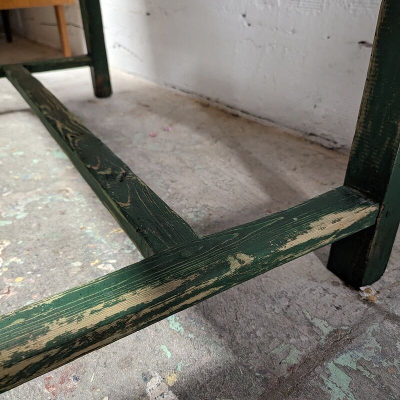 Old green farm table