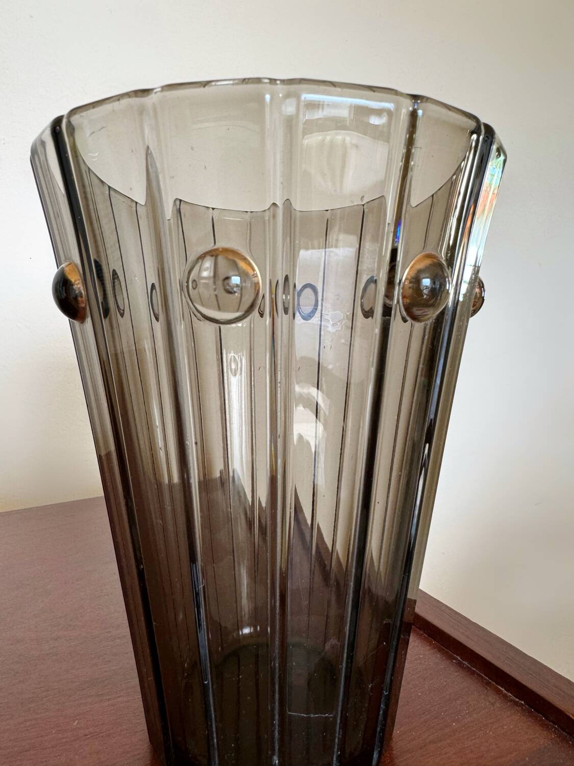 Art Deco amber glass vase