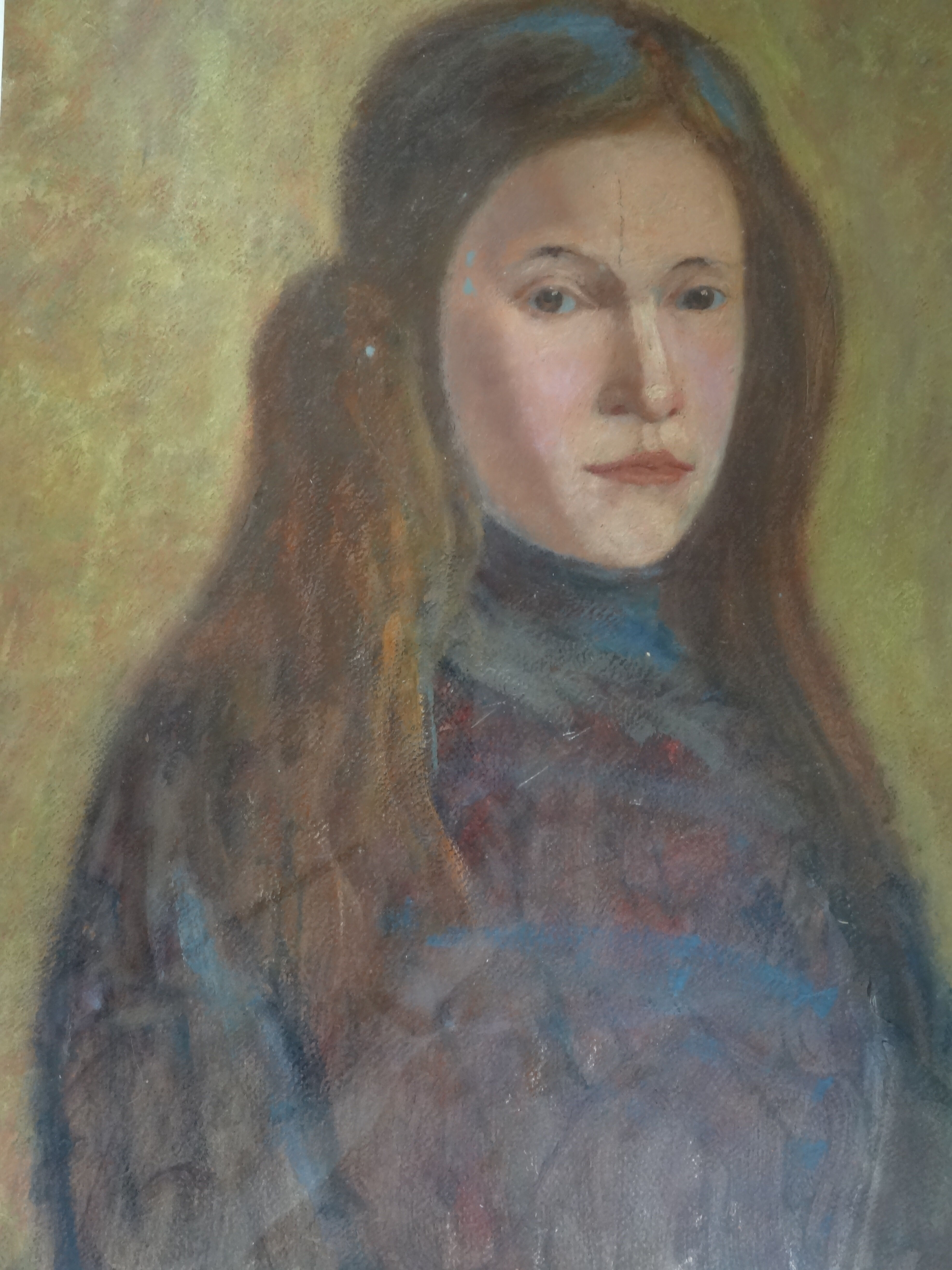 Portrait of a young girl, oil on cardboard 44 x 54 cm