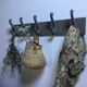 Porte manteau  ancien bois peint 5 patères
