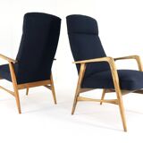mid century vintage Fauteuil herenmodel 'Duivendrecht' donkerblauw | opnieuw bekleed
