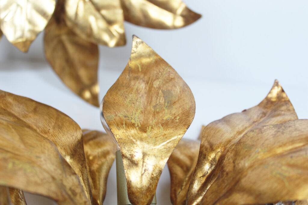 Wonderful pair gilded floral flush mount lights by Hans Kogl