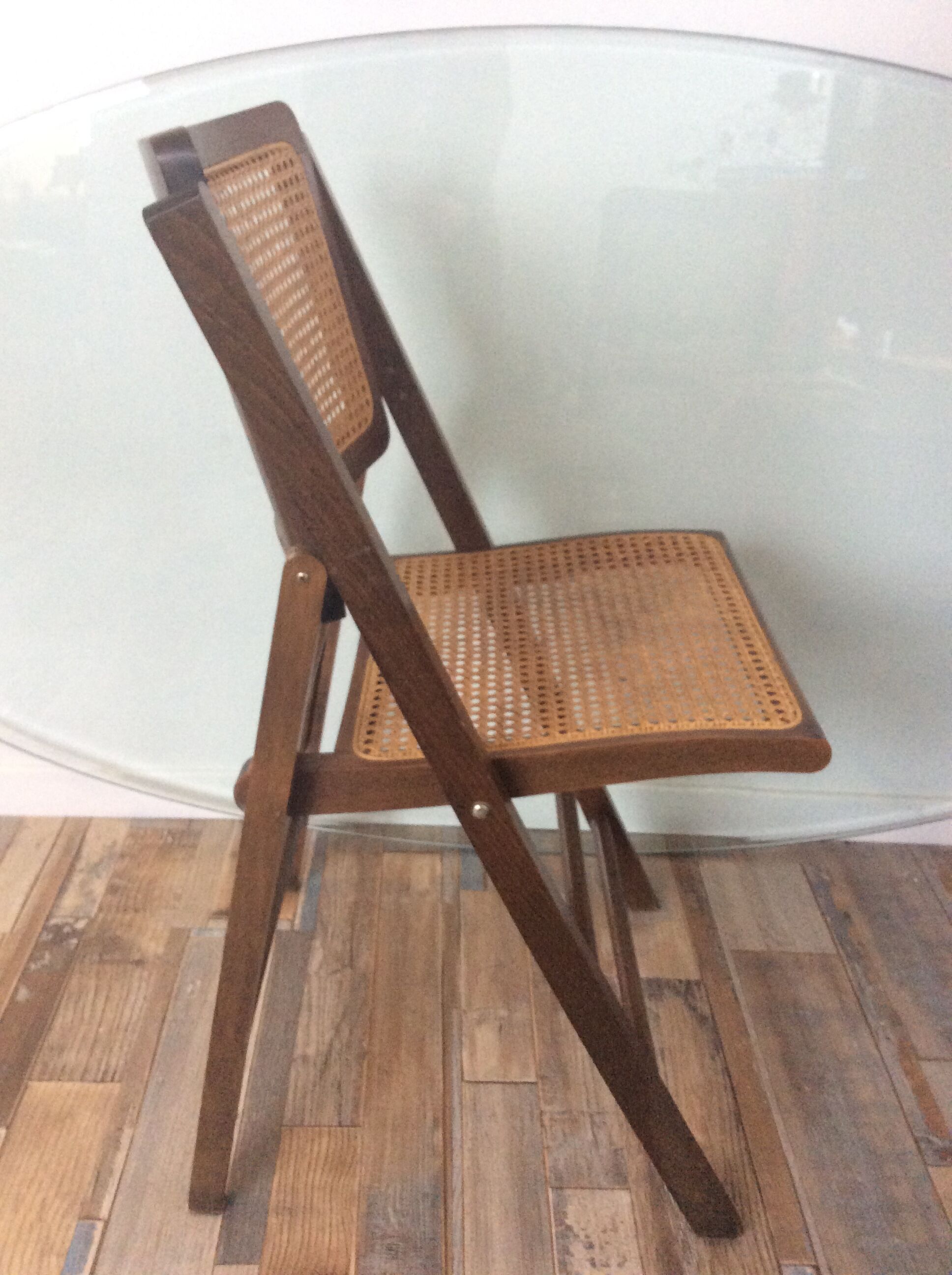 Folding chair caned from the 70s