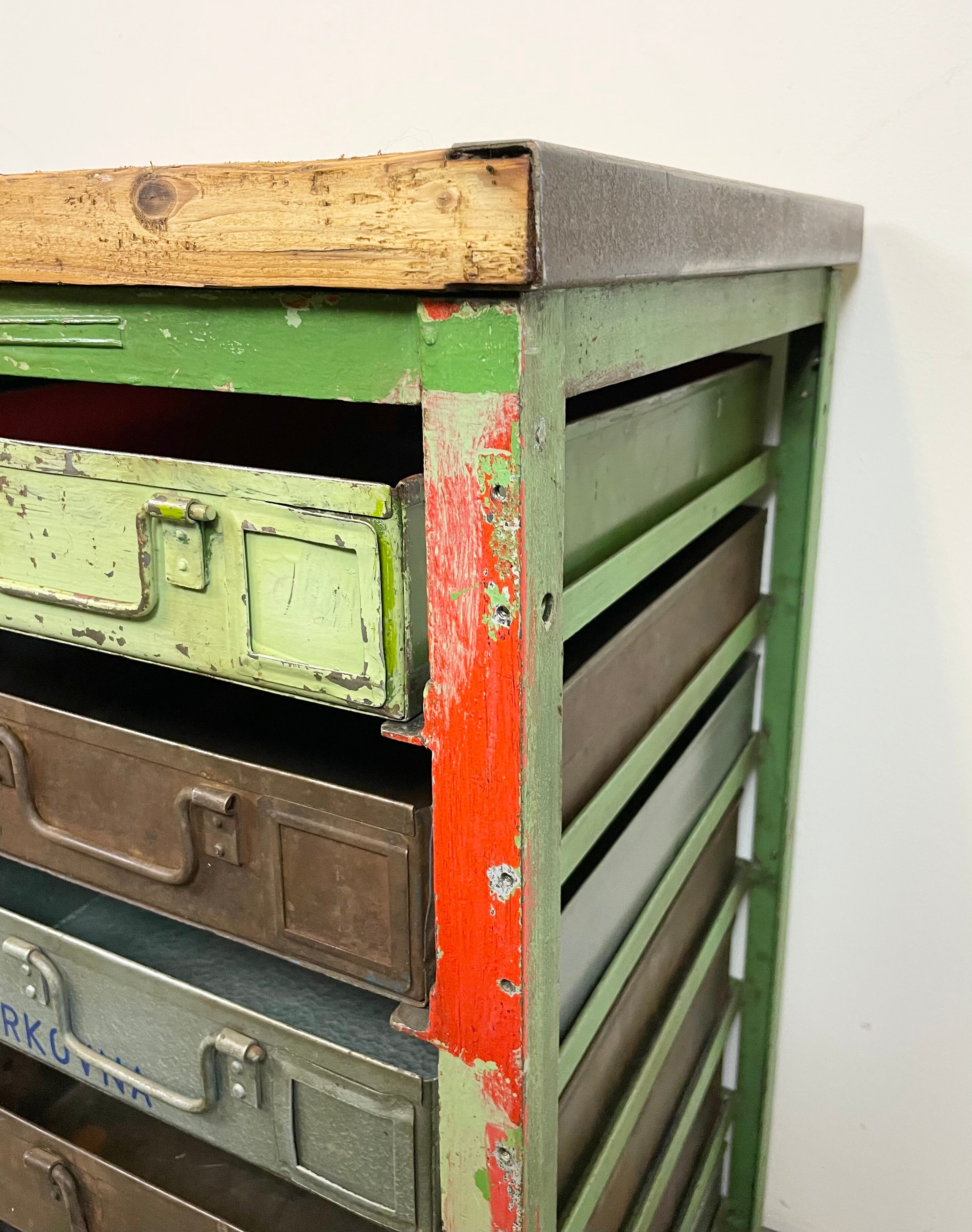 Vintage Industrial Iron Chest of Drawers, 1950s
