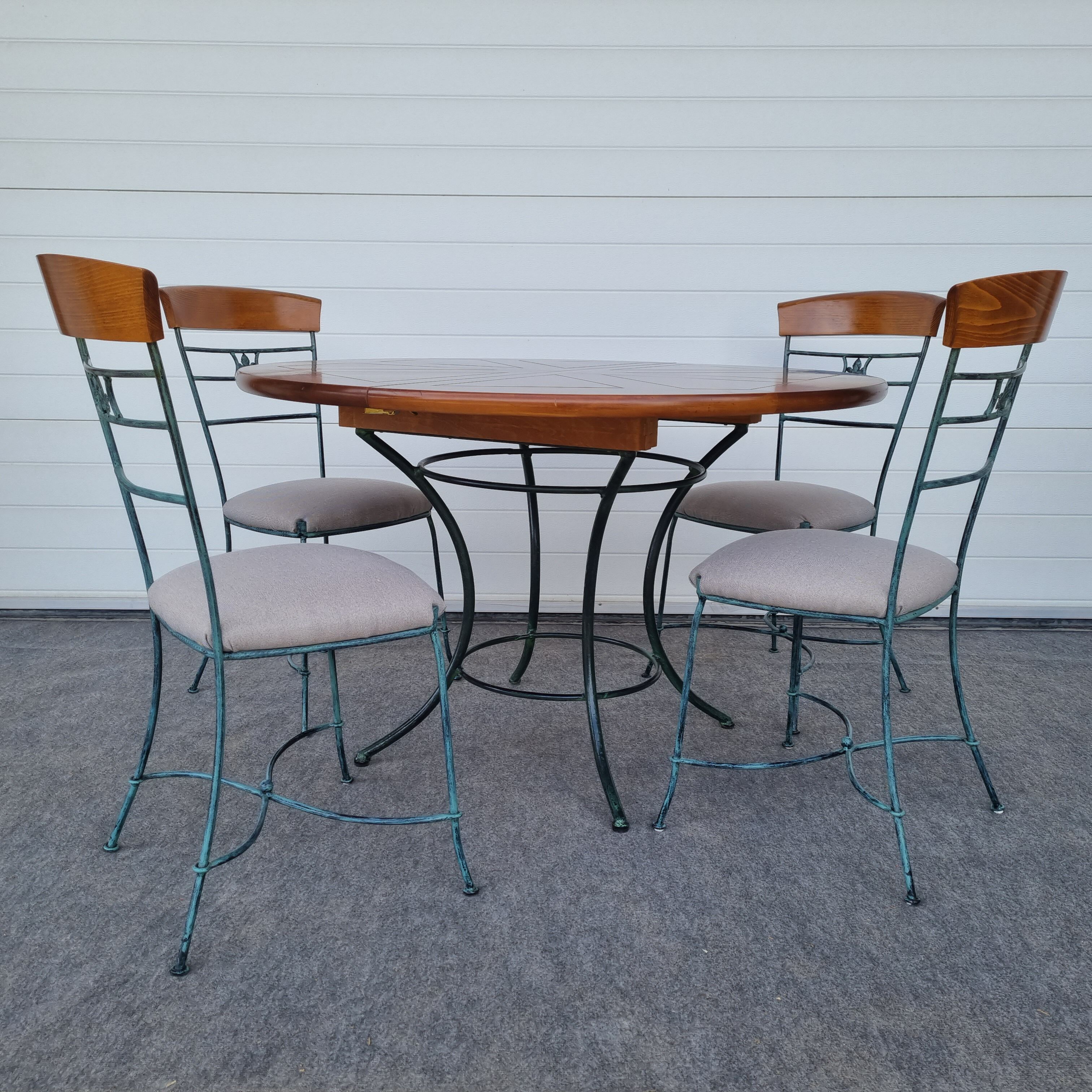 Set of 1 Table and 4 Chairs wrought iron 80s