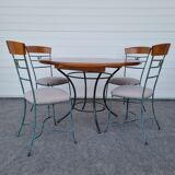 Set of 1 Table and 4 Chairs wrought iron 80s